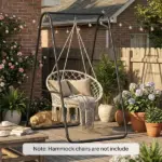 Outsunny Hammock Chair Stand Only Heavy Duty Solid Steel A-Frame for Hanging Hammock, Egg Chair, Max Load 330 lb, Black - Image 9