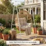 Outsunny Hammock Chair Stand Only Heavy-Duty Solid Steel A-Frame for Hanging Hammock, Egg Chair, Max Load 330 LBS, White - Image 2