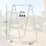 Outsunny Hammock Chair Stand Only Heavy-Duty Solid Steel A-Frame for Hanging Hammock, Egg Chair, Max Load 330 LBS, White - Image 3