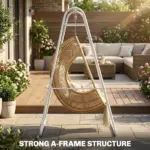 Outsunny Hammock Chair Stand Only Heavy-Duty Solid Steel A-Frame for Hanging Hammock, Egg Chair, Max Load 330 LBS, White - Image 4