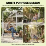 Outsunny Hammock Chair Stand Only Heavy-Duty Solid Steel A-Frame for Hanging Hammock, Egg Chair, Max Load 330 LBS, White - Image 5