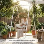 Outsunny Hammock Chair Stand Only Heavy-Duty Solid Steel A-Frame for Hanging Hammock, Egg Chair, Max Load 330 LBS, White - Image 8