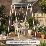 Outsunny Hammock Chair Stand Only Heavy-Duty Solid Steel A-Frame for Hanging Hammock, Egg Chair, Max Load 330 LBS, White - Image 9