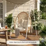 Outsunny Hammock Chair Stand Only Heavy-Duty Solid Steel A-Frame for Hanging Hammock, Egg Chair, Max Load 330 LBS, White - Image 10
