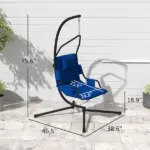 Outsunny Hammock Chair with Stand and PA Coating Cushion, Hanging Swing Chair with Steel Frame for Indoor and Outdoor, Dark Blue - Image 3