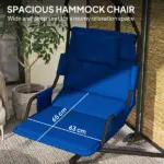 Outsunny Hammock Chair with Stand and PA Coating Cushion, Hanging Swing Chair with Steel Frame for Indoor and Outdoor, Dark Blue - Image 4