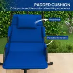 Outsunny Hammock Chair with Stand and PA Coating Cushion, Hanging Swing Chair with Steel Frame for Indoor and Outdoor, Dark Blue - Image 5