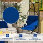 Outsunny Hammock Chair with Stand and PA Coating Cushion, Hanging Swing Chair with Steel Frame for Indoor and Outdoor, Dark Blue - Image 6