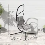 Outsunny Hammock Chair with Stand and PA Coating Cushion, Hanging Swing Chair with Steel Frame for Indoor and Outdoor, Gray - Image 3