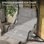 Outsunny Hammock Chair with Stand and PA Coating Cushion, Hanging Swing Chair with Steel Frame for Indoor and Outdoor, Gray - Image 4