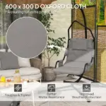 Outsunny Hammock Chair with Stand and PA Coating Cushion, Hanging Swing Chair with Steel Frame for Indoor and Outdoor, Gray - Image 6