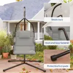 Outsunny Hammock Chair with Stand and PA Coating Cushion, Hanging Swing Chair with Steel Frame for Indoor and Outdoor, Gray - Image 9