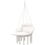 Outsunny Hammock Swing Chair, Macrame Hanging Chair with Large Cushion, Chain, Steel Frame for Indoor Outdoor Use, Cream White