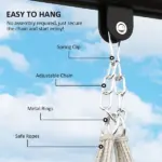 Outsunny Hammock Swing Chair, Macrame Hanging Chair with Large Cushion, Chain, Steel Frame for Indoor Outdoor Use, Cream White - Image 6