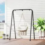 Outsunny Hammock Swing Chair, Macrame Hanging Chair with Large Cushion, Chain, Steel Frame for Indoor Outdoor Use, Cream White - Image 9