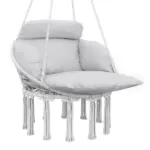 Outsunny Hammock Swing Chair, Macrame Hanging Chair with Large Cushion, Chain, Steel Frame for Indoor Outdoor Use, Gray - Image 11