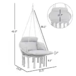 Outsunny Hammock Swing Chair, Macrame Hanging Chair with Large Cushion, Chain, Steel Frame for Indoor Outdoor Use, Gray - Image 3