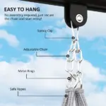 Outsunny Hammock Swing Chair, Macrame Hanging Chair with Large Cushion, Chain, Steel Frame for Indoor Outdoor Use, Gray - Image 6