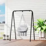 Outsunny Hammock Swing Chair, Macrame Hanging Chair with Large Cushion, Chain, Steel Frame for Indoor Outdoor Use, Gray - Image 9