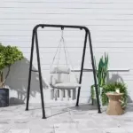 Outsunny Hammock Swing Chair, Macrame Hanging Chair with Large Cushion, Chain, Steel Frame for Indoor Outdoor Use, Gray - Image 10