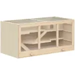 PawHut Hamster Cage 3 Tiers Wooden Big Habitat Mice Rat Exercise Play House Pen Opening Roof Ramps