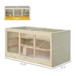 PawHut Hamster Cage 3 Tiers Wooden Big Habitat Mice Rat Exercise Play House Pen Opening Roof Ramps - Image 3