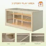 PawHut Hamster Cage 3 Tiers Wooden Big Habitat Mice Rat Exercise Play House Pen Opening Roof Ramps - Image 4