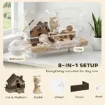 PawHut Hamster Cage with Large Wheel and Hideout, Small Animal Habitat with Accessories, Clear Pet House, 21.5" x 11.8" x 12.6" - Image 3
