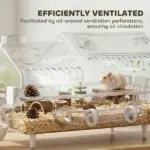 PawHut Hamster Cage with Large Wheel and Hideout, Small Animal Habitat with Accessories, Clear Pet House, 21.5" x 11.8" x 12.6" - Image 6