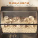 PawHut Hamster Cage with Storage Cabinet, Small Animal Cage with Easy View Acrylic Panels and Openable Top, Guinea Pig Habitat - Image 3