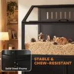 PawHut Hamster Cage with Storage Cabinet, Small Animal Cage with Easy View Acrylic Panels and Openable Top, Guinea Pig Habitat - Image 6