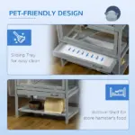 PawHut Hamster Cage Wooden 2-Tier Small Animal Hutch Exercise Playhouse Grey - Image 6