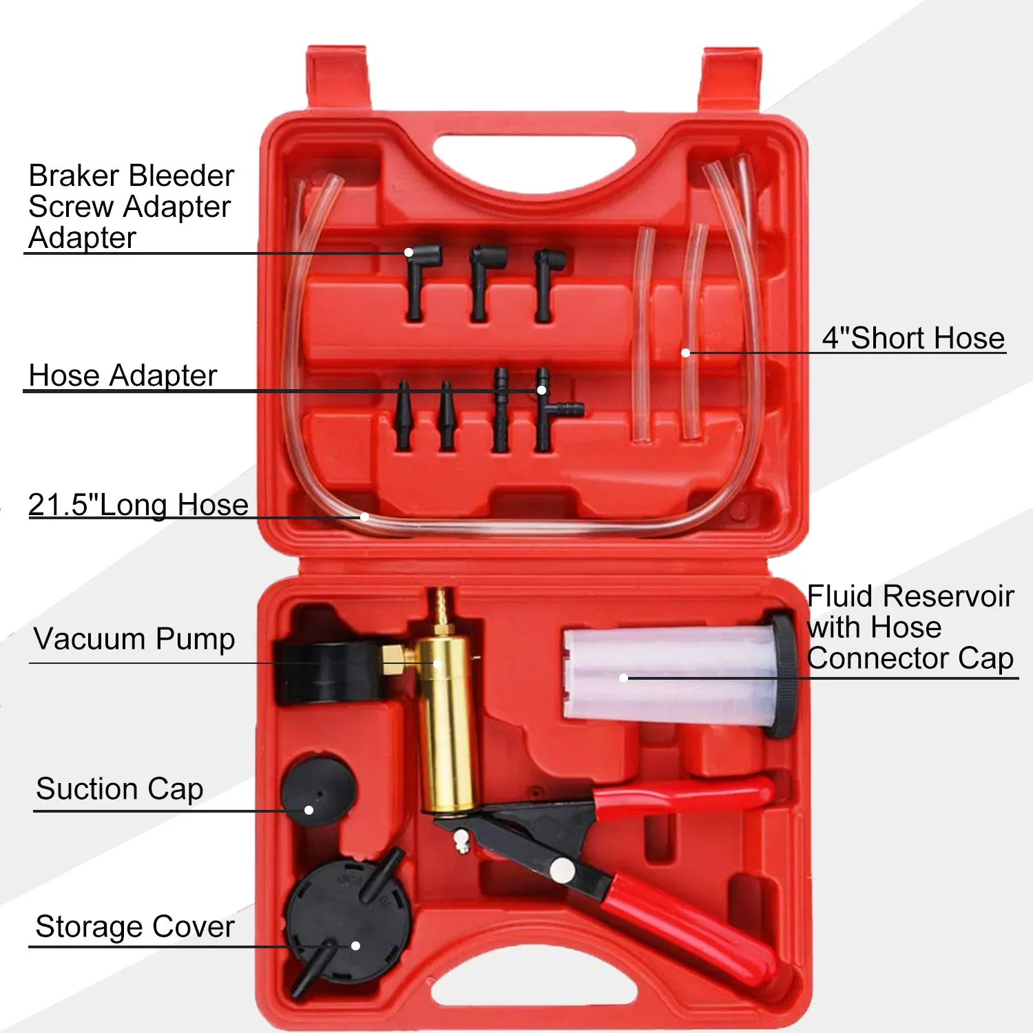 Handheld Vacuum Pressure Pump Tester and Brake Bleeder Kit with Case