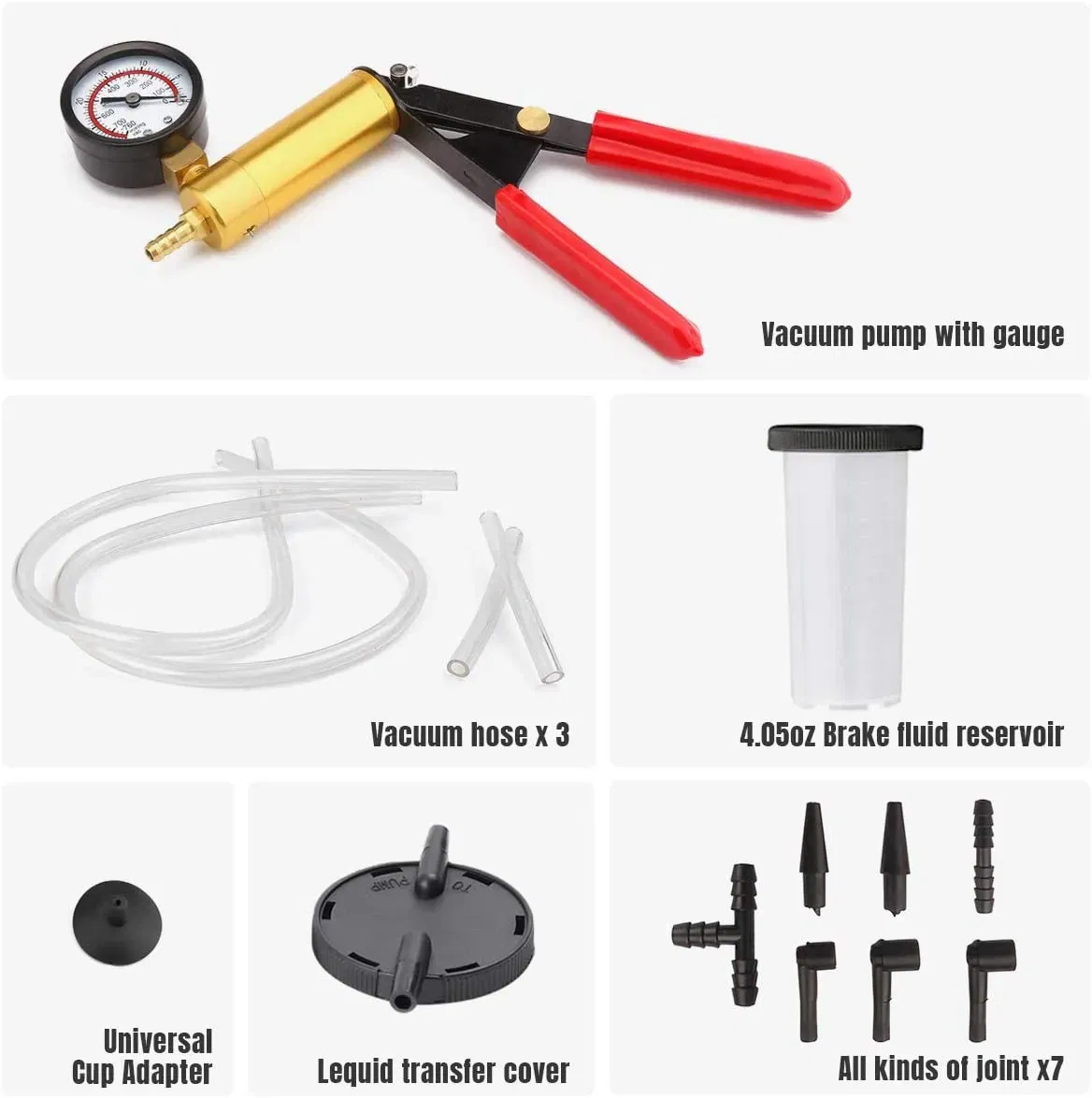 Handheld Vacuum Pressure Pump Tester and Brake Bleeder Kit with Case