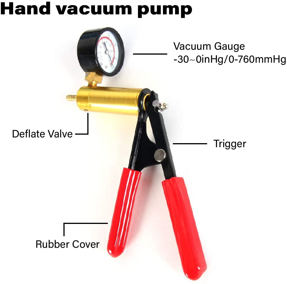 Handheld Vacuum Pressure Pump Tester and Brake Bleeder Kit with Case