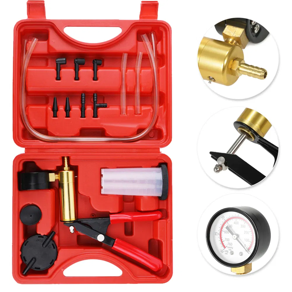 Handheld Vacuum Pressure Pump Tester and Brake Bleeder Kit with Case