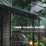 Hardtop Grill Gazebo, Lean-to BBQ Shelter with Polycarbonate Roof for Outdoor, Patio, Lawn - Image 4