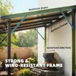 Hardtop Grill Gazebo, Lean-to BBQ Shelter with Polycarbonate Roof for Outdoor, Patio, Lawn - Image 6