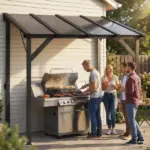 Hardtop Grill Gazebo, Lean-to BBQ Shelter with Polycarbonate Roof for Outdoor, Patio, Lawn - Image 9