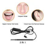 USB Ear Endoscope Camera with 6 LEDs and 3-in-1 Connector, 640x480 - Image 2