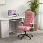 Heated Massage Office Chair, Reclining Computer Chair with Vibration, Armrest, Remote, Pink - Image 2