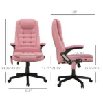 Heated Massage Office Chair, Reclining Computer Chair with Vibration, Armrest, Remote, Pink - Image 3