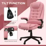 Heated Massage Office Chair, Reclining Computer Chair with Vibration, Armrest, Remote, Pink - Image 5