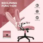 Heated Massage Office Chair, Reclining Computer Chair with Vibration, Armrest, Remote, Pink - Image 6