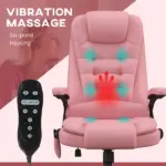 Heated Massage Office Chair, Reclining Computer Chair with Vibration, Armrest, Remote, Pink - Image 7