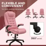 Heated Massage Office Chair, Reclining Computer Chair with Vibration, Armrest, Remote, Pink - Image 8