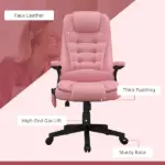 Heated Massage Office Chair, Reclining Computer Chair with Vibration, Armrest, Remote, Pink - Image 9