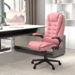 Heated Massage Office Chair, Reclining Computer Chair with Vibration, Armrest, Remote, Pink - Image 10