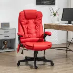 Heated Massage Office Desk Chair, Heated Reclining Computer Chair with 6 Vibration Points, Armrest and Remote, Red - Image 2