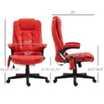 Heated Massage Office Desk Chair, Heated Reclining Computer Chair with 6 Vibration Points, Armrest and Remote, Red - Image 3